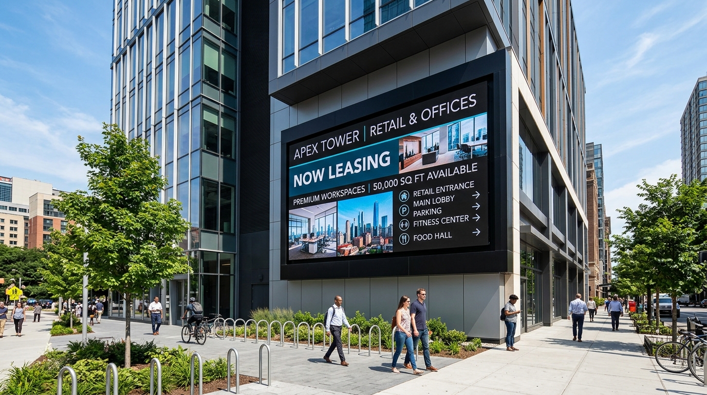 PENN LED outdoor LED display on a commercial building