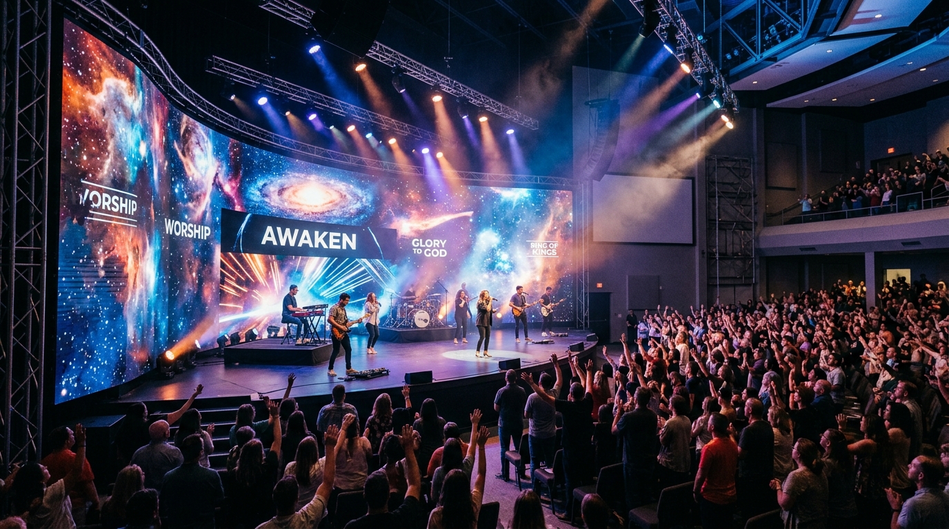PENN LED rental LED video wall powering a large worship concert event